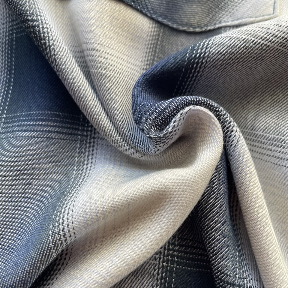 【Men's】BIG MIKE | ビッグマイク Rayon Mix Ombre Check Shirts - WHITE × BLUE - 画像 (14)