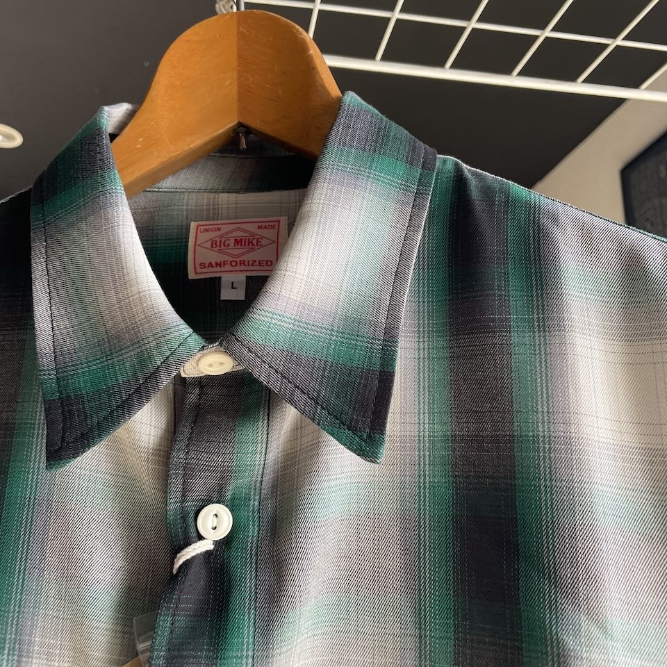 【Men's】BIG MIKE | ビッグマイク Rayon Mix Ombre Check Shirts - WHITE×GREEN×BLACK - 画像 (11)
