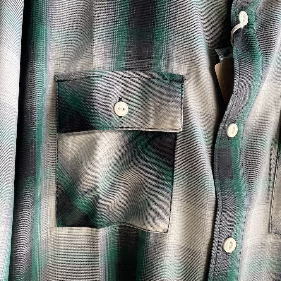 【Men's】BIG MIKE | ビッグマイク Rayon Mix Ombre Check Shirts - WHITE×GREEN×BLACK - 画像 (10)