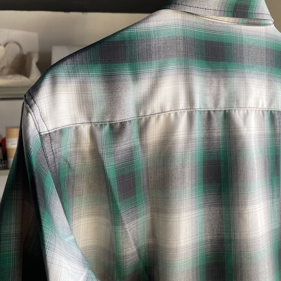 【Men's】BIG MIKE | ビッグマイク Rayon Mix Ombre Check Shirts - WHITE×GREEN×BLACK - 画像 (13)