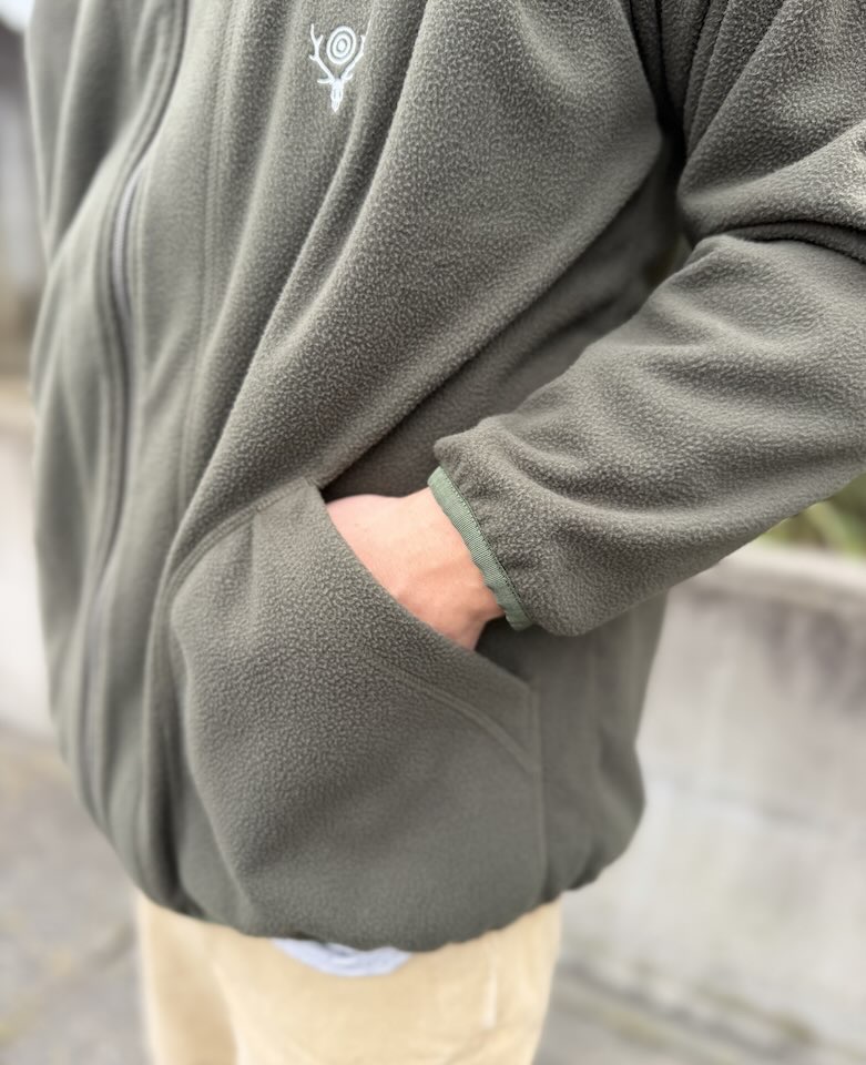 【Men's】South2 West8 | サウスツーウエストエイト Zipped Cardigan - Poly Fleece - OLIVE - 画像 (4)